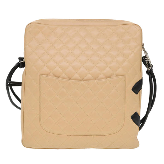 Luxury Chanel Cambon Line Shoulder Bag Caviar Skin Beige CC  am4027