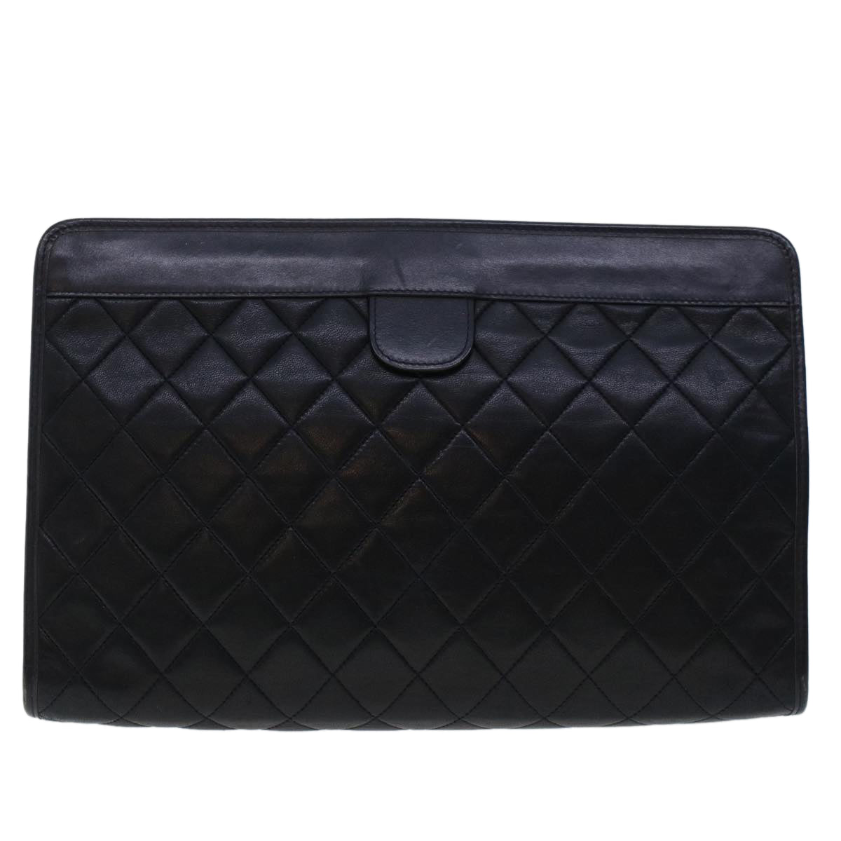 CHANEL Clutch Bag Lamb Skin Black CC Auth am4611