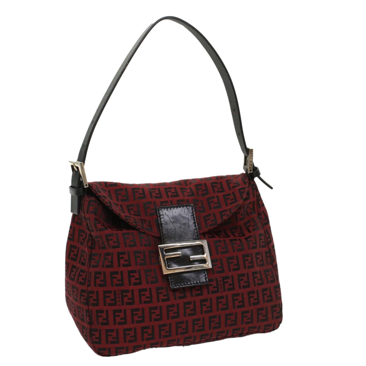 Luxury FendiZucchino Canvas Mamma Baguette Shoulder Bag Redam5029