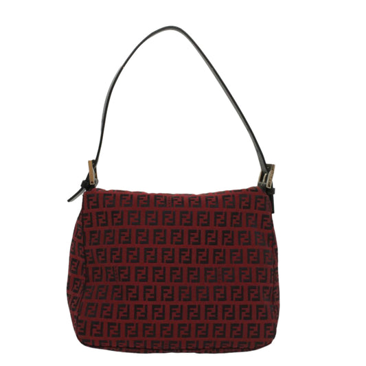 Luxury FendiZucchino Canvas Mamma Baguette Shoulder Bag Redam5029