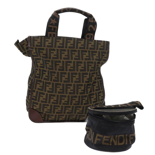 Luxury FendiZucca Canvas Hand Bag Nylon 2Set Brown Blackam5047