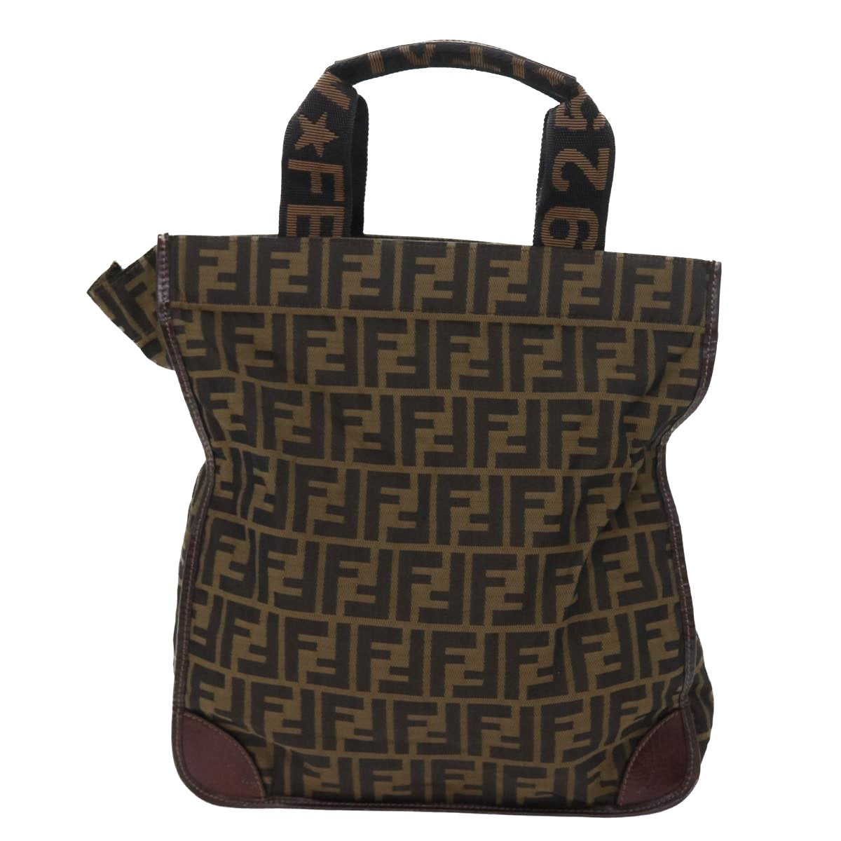 Luxury FendiZucca Canvas Hand Bag Nylon 2Set Brown Blackam5047