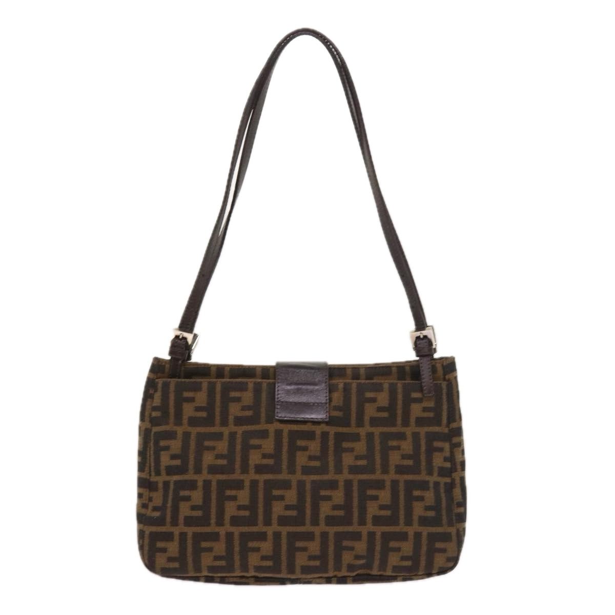 Luxury FendiZucca Canvas Shoulder Bag Black Brownam5068