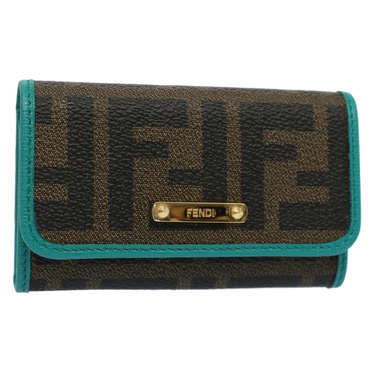 Luxury FendiZucca Canvas Key Case Black Brownam5112