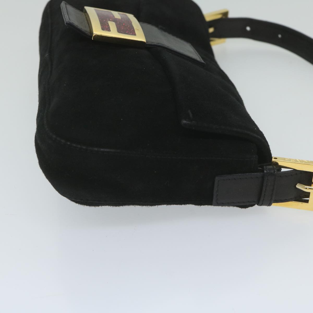 Luxury FendiMamma Baguette Shoulder Bag Suede Black 2813 26424 009am5239