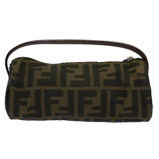 Luxury FendiZucca Canvas Hand Bag Black Brown 2257 26553 009am5322