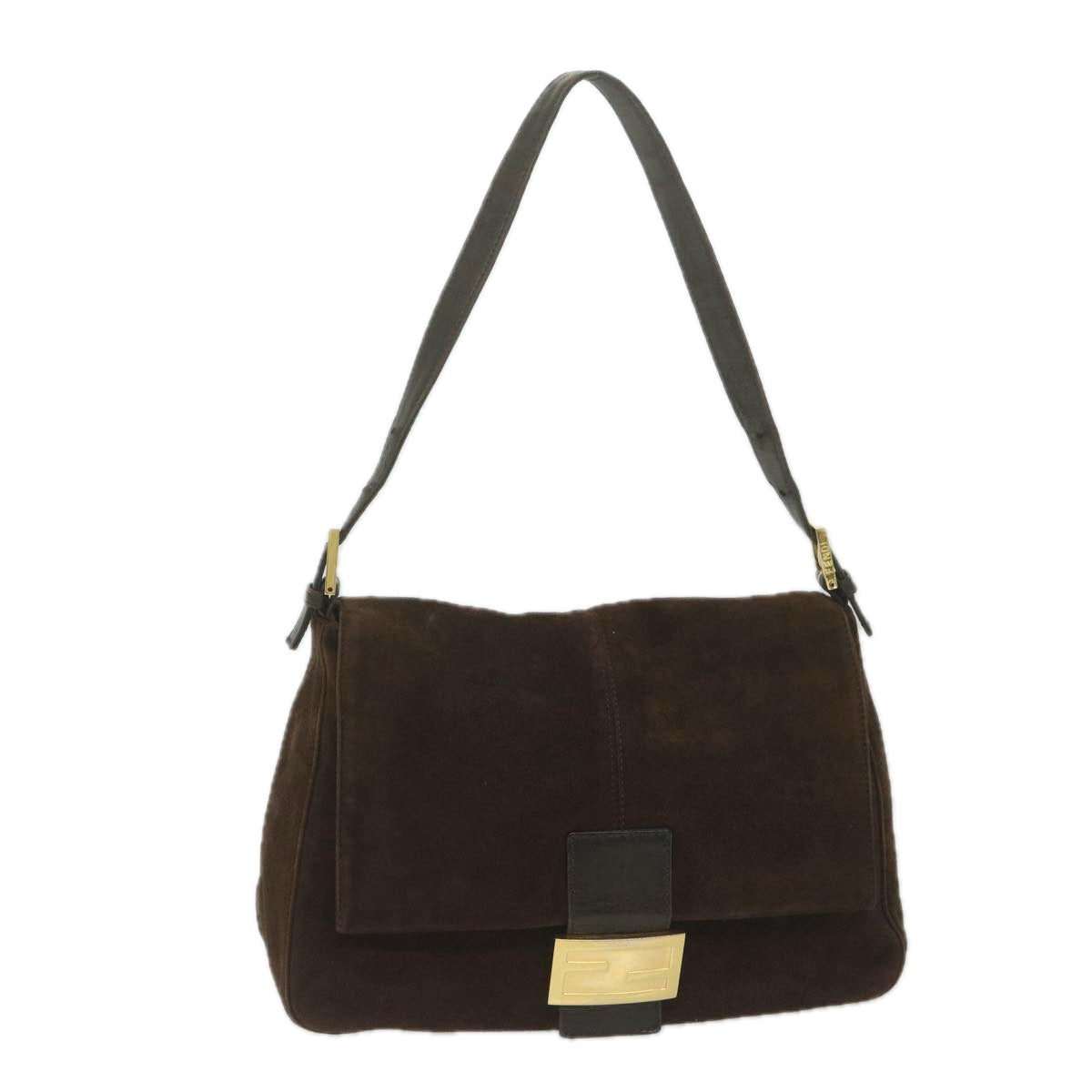 Luxury FendiMamma Baguette Shoulder Bag Suede Brownam5342