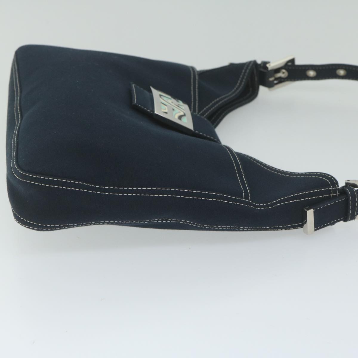 Luxury FendiMamma Baguette Shoulder Bag Canvas Navyam5373
