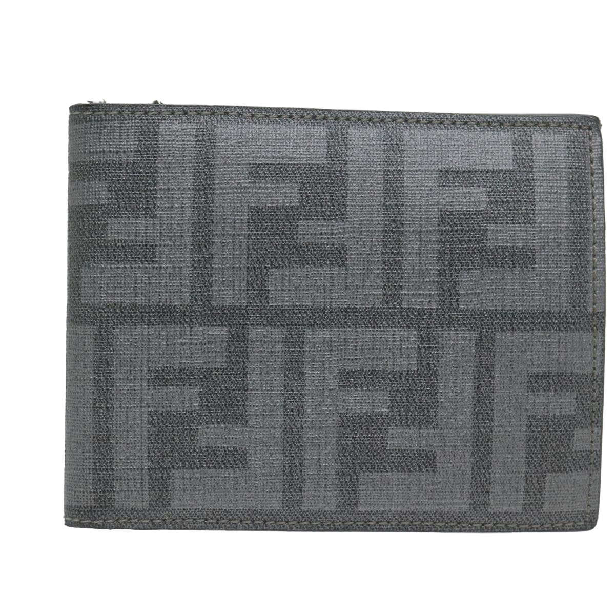 Luxury FendiZucca Canvas Wallet Grayam5394