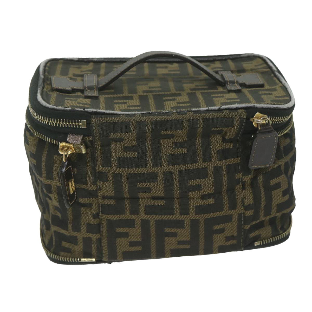Luxury FendiZucca Canvas Vanity Cosmetic Pouch Brownam5439