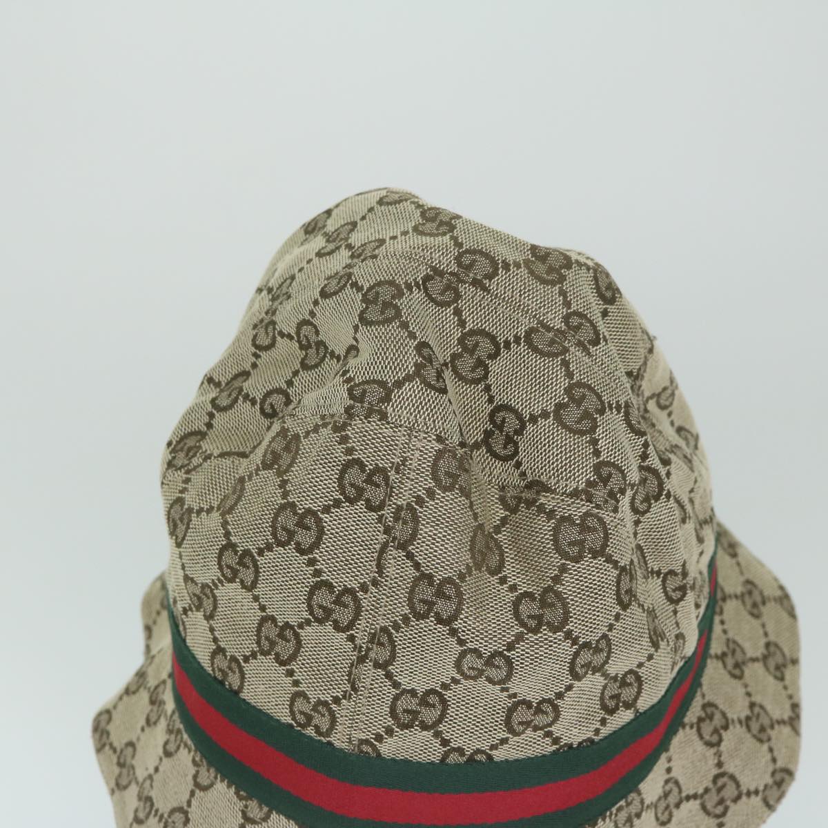 GUCCI GG Canvas Web Sherry Line Hat M Size Beige Red Green  am5574