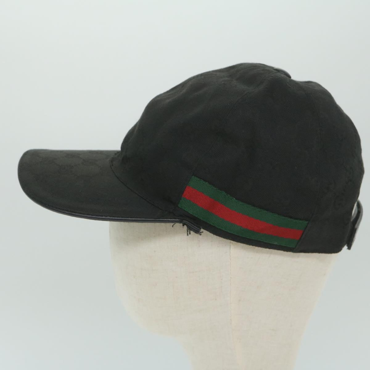 GUCCI GG Canvas Web Sherry Line Cap M Black Red Green 200035  am5575