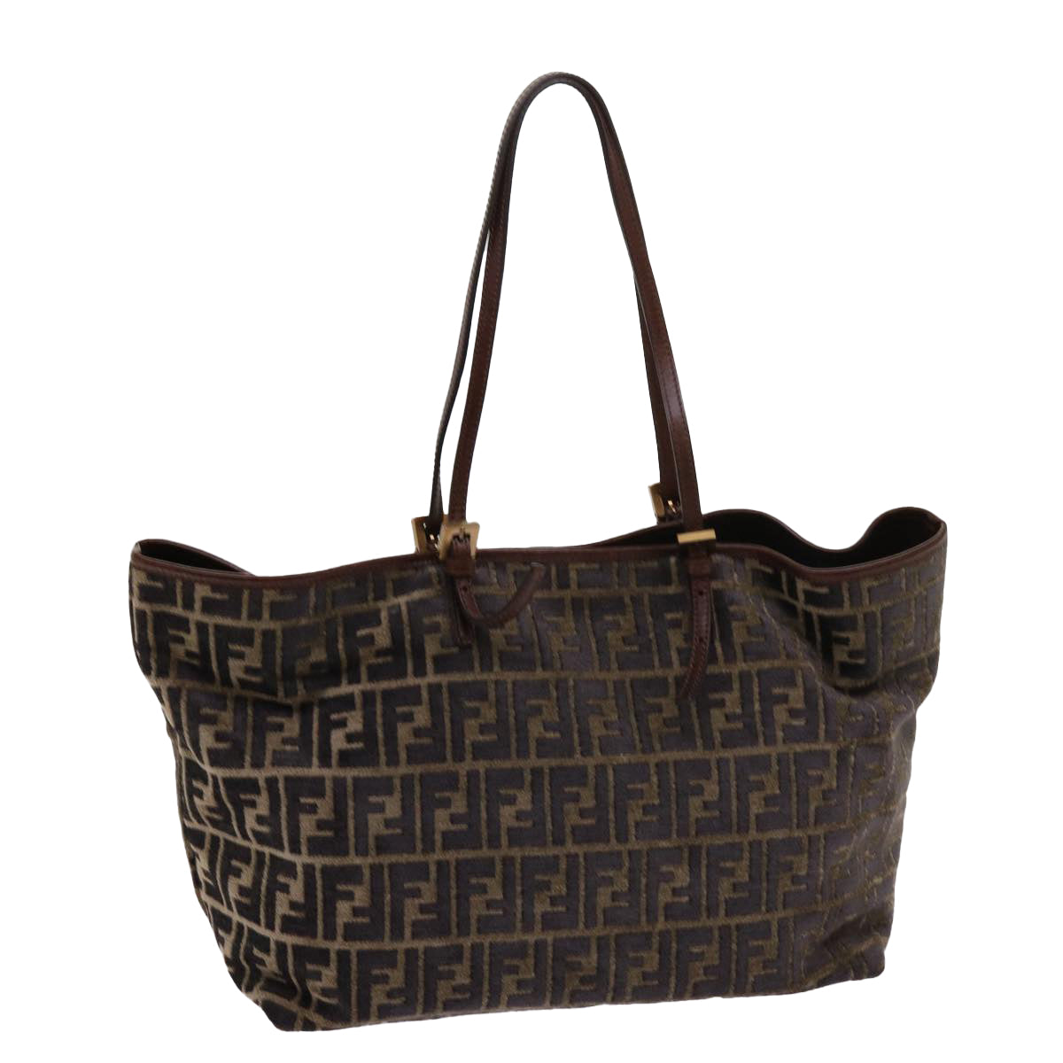 Luxury FendiZucca Canvas Tote Bag Black Brownam5618