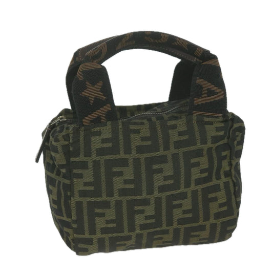 Luxury FendiZucca Canvas Hand Bag Black Brownam5632