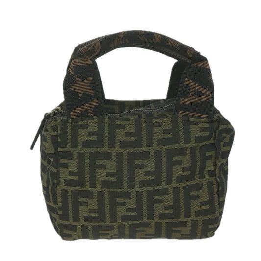 Luxury FendiZucca Canvas Hand Bag Black Brownam5632