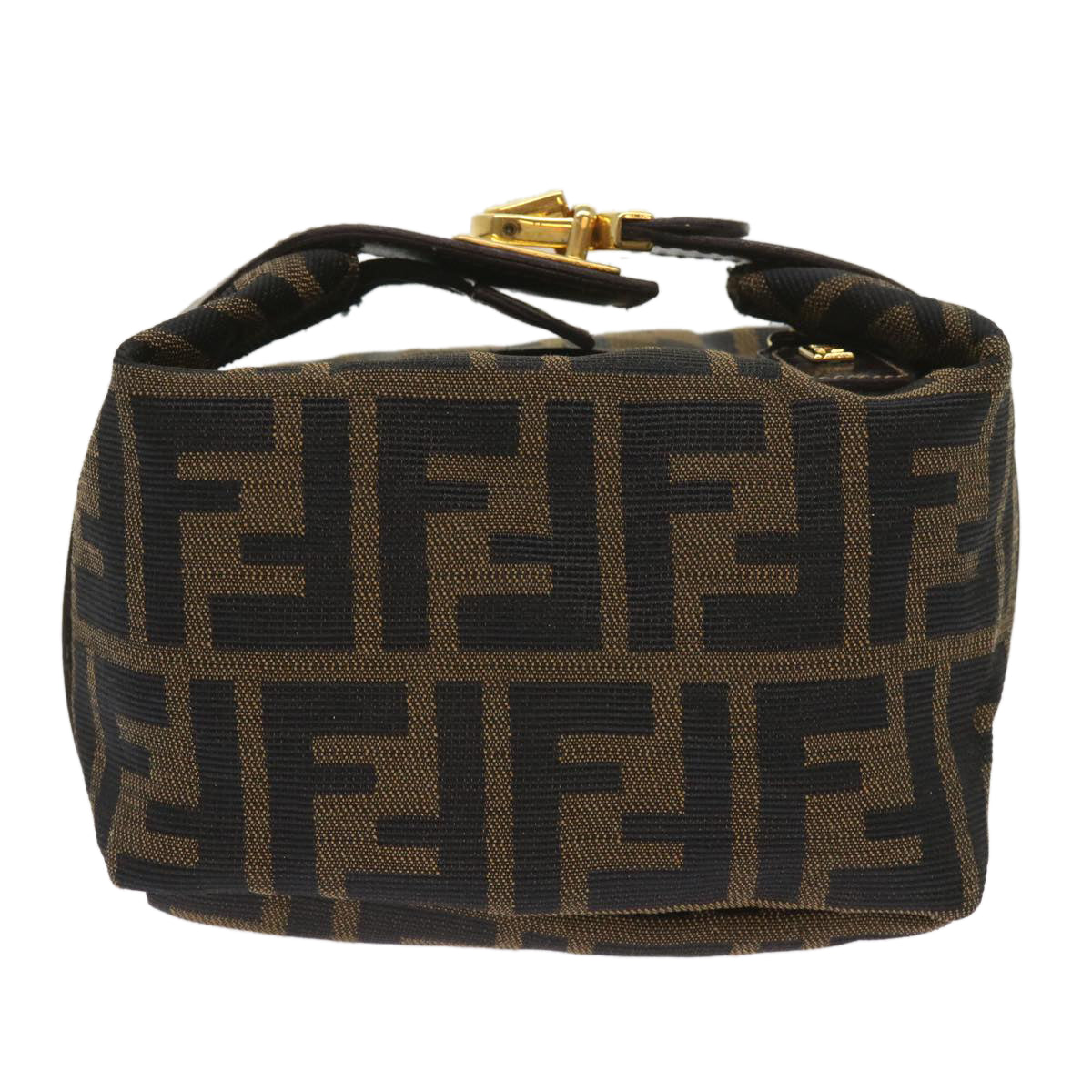 Luxury FendiZucca Canvas Mini Hand Bag Black Brownam5640
