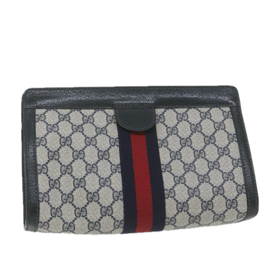 GUCCI GG Supreme Sherry Line Clutch Bag PVC Red Navy 64 014 2125 28  am5646