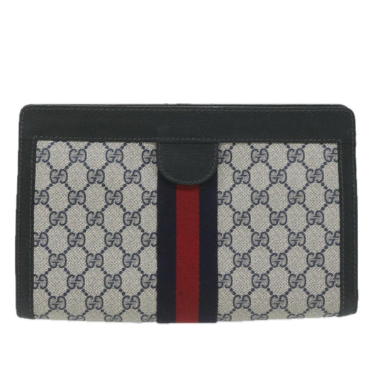 GUCCI GG Supreme Sherry Line Clutch Bag PVC Red Navy 64 014 2125 28  am5646