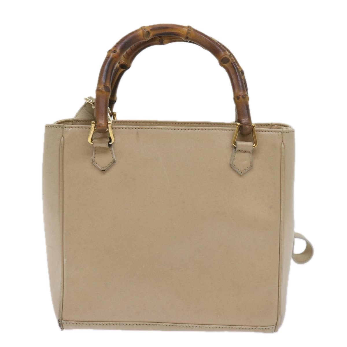 GUCCI Bamboo Hand Bag Leather 2way Beige 000 1364 0316  am5652