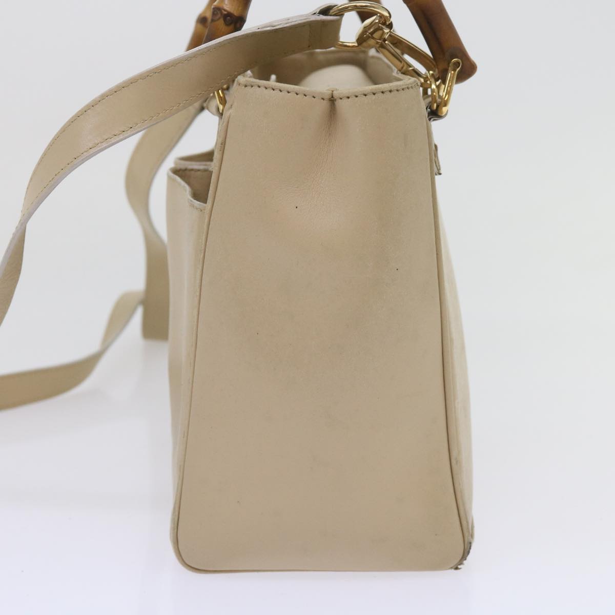 GUCCI Bamboo Hand Bag Leather 2way Beige 000 1364 0316  am5652