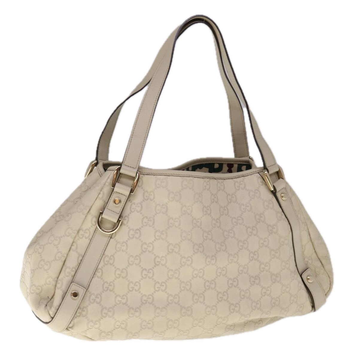 GUCCI GG Canvas Guccissima Abbey Shoulder Bag White 130736  am5688