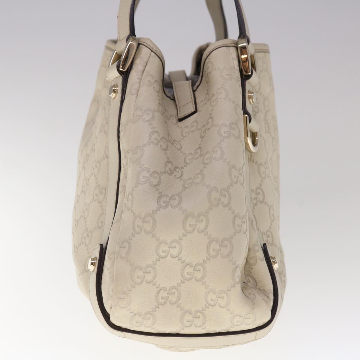 GUCCI GG Canvas Guccissima Abbey Shoulder Bag White 130736  am5688