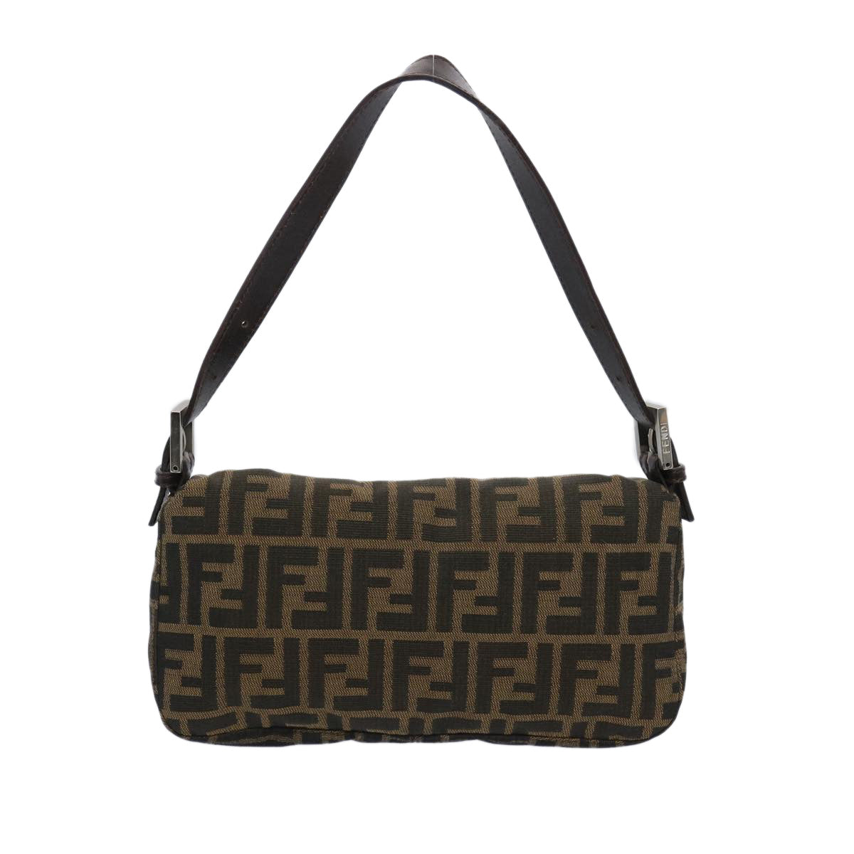 Luxury FendiZucca Canvas Mamma Baguette Shoulder Bag Brown Blackam5709