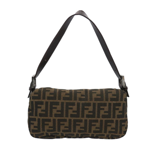 Luxury FendiZucca Canvas Mamma Baguette Shoulder Bag Brown Blackam5709