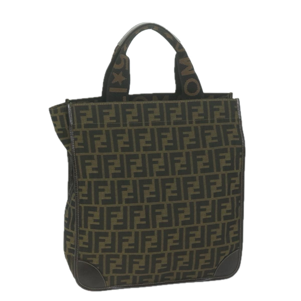 Luxury FendiZucca Canvas Hand Bag Black Brownam5749