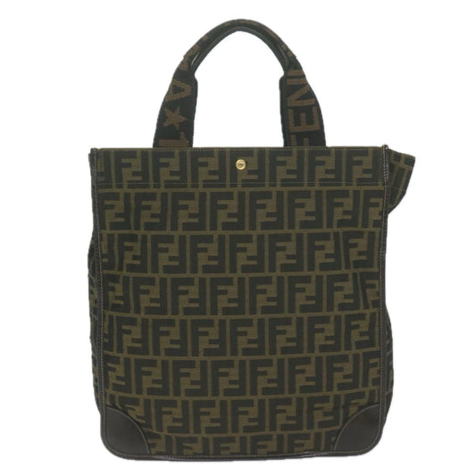Luxury FendiZucca Canvas Hand Bag Black Brownam5749