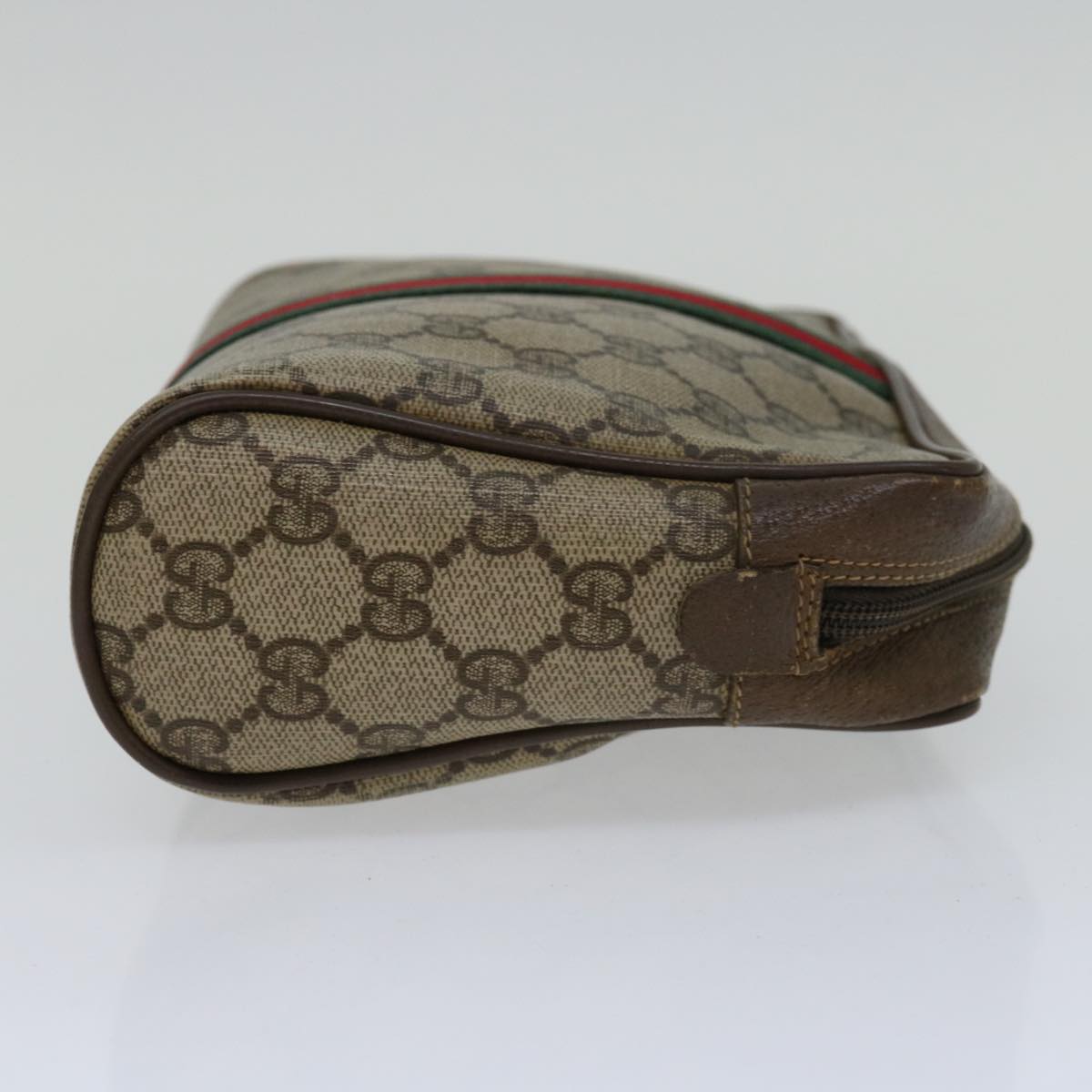 GUCCI GG Supreme Web Sherry Line Clutch Bag PVC Beige Red 89 01 012  am5802