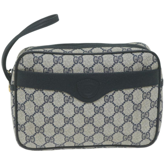 GUCCI GG Supreme Clutch Bag PVC Navy  am5841