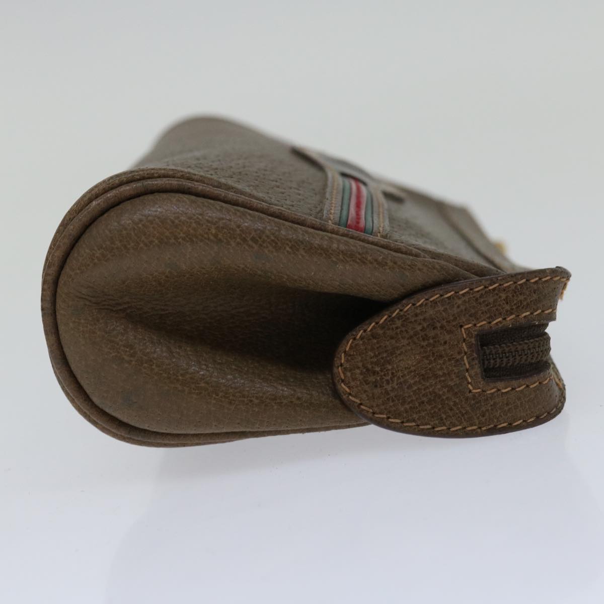 GUCCI Web Sherry Line Pouch Leather Brown Red Green 039 904 0665  am5842