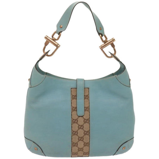 GUCCI Jackie GG Canvas Shoulder Bag Blue 120888  am5869