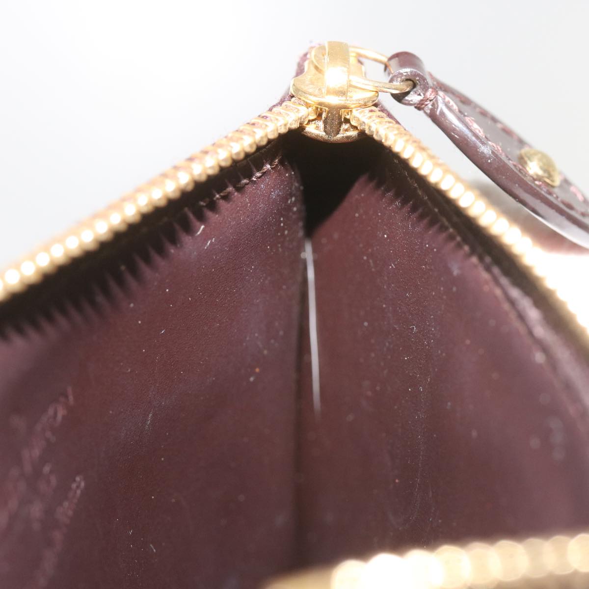 LOUIS VUITTON Vernis Pochette Cles NM Coin Purse Amarante M93557 LV am5905