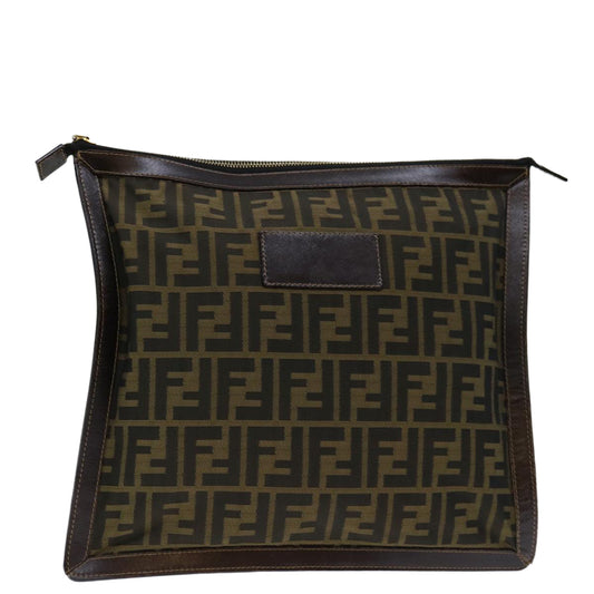 Luxury FendiZucca Canvas Clutch Bag Brownam5949