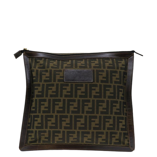 Luxury FendiZucca Canvas Clutch Bag Brownam5949