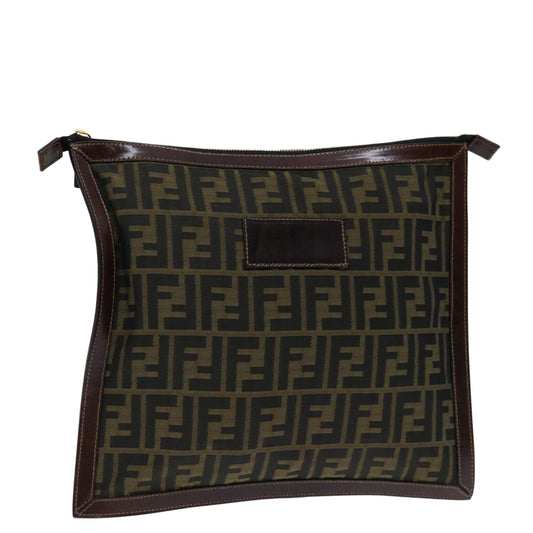 Luxury FendiZucca Canvas Clutch Bag Brownam5950
