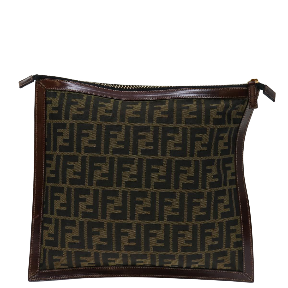 Luxury FendiZucca Canvas Clutch Bag Brownam5950