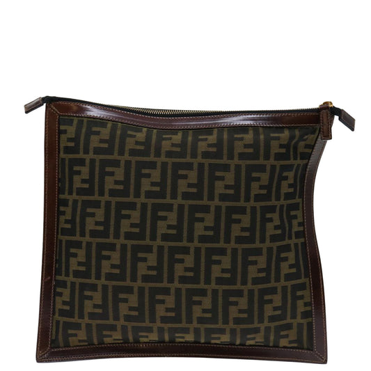 Luxury FendiZucca Canvas Clutch Bag Brownam5950