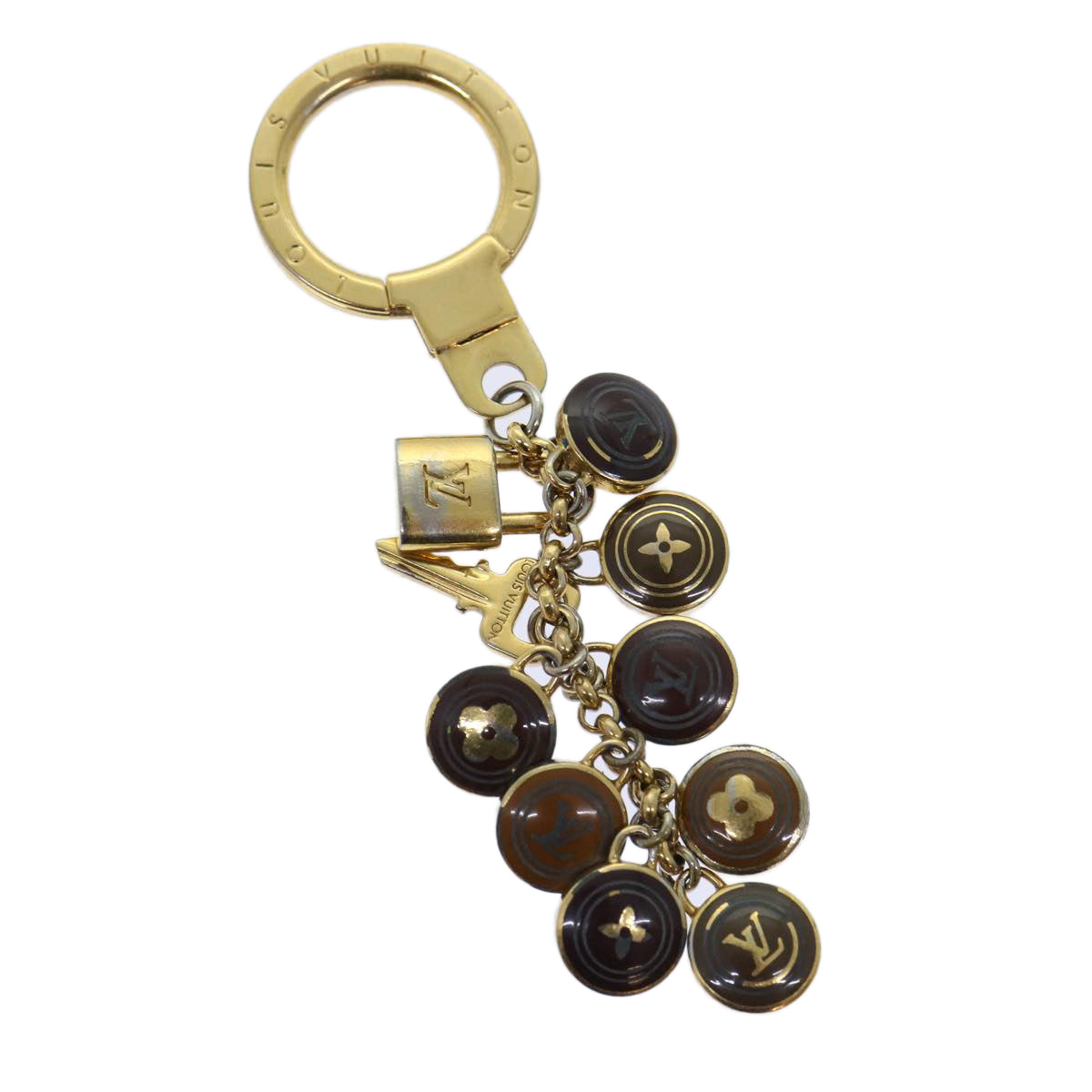 LOUIS VUITTON Monogram Porte Cles Pastille Charm Gold Tone M65387 LV am5965