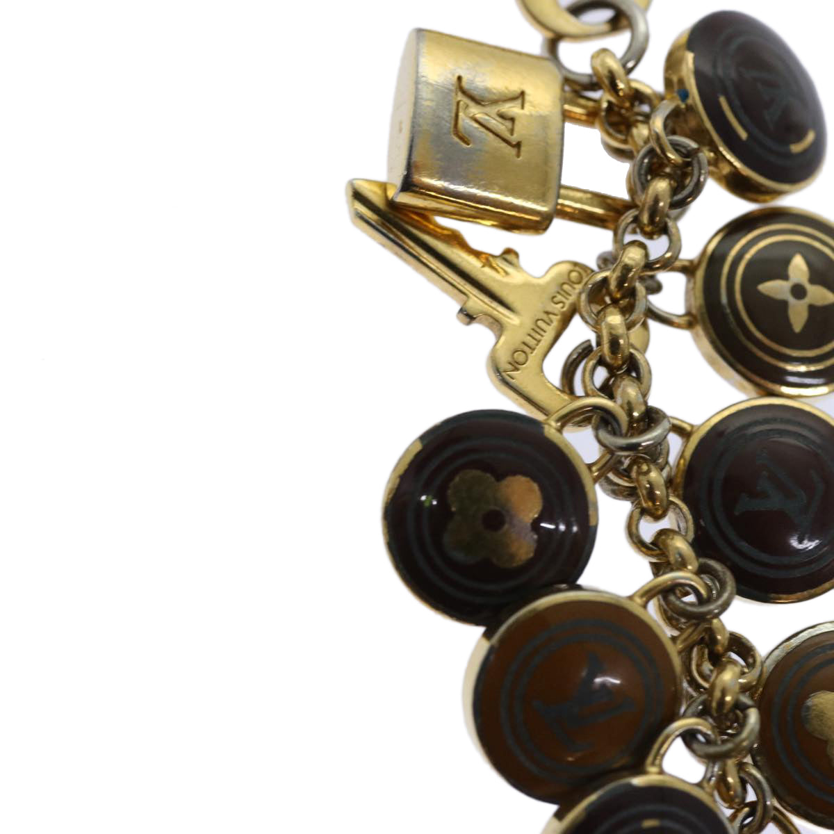 LOUIS VUITTON Monogram Porte Cles Pastille Charm Gold Tone M65387 LV am5965