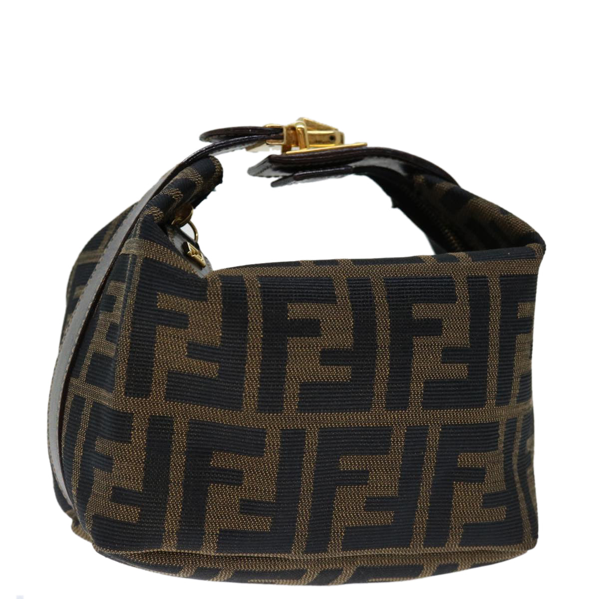 Luxury FendiZucca Canvas Mini Hand Bag Brown Blackam5975