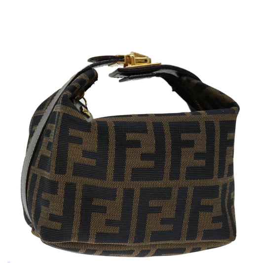 Luxury FendiZucca Canvas Mini Hand Bag Brown Blackam5975