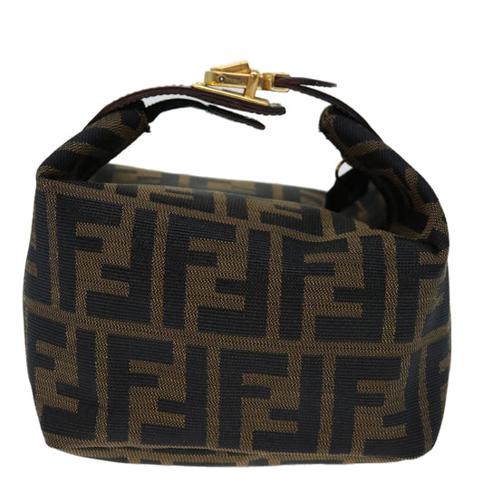 Luxury FendiZucca Canvas Mini Hand Bag Brown Blackam5975