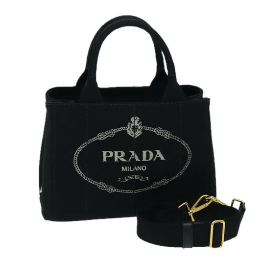 Luxury PradaCanapa PM Hand Bag Canvas 2way Black am6096A