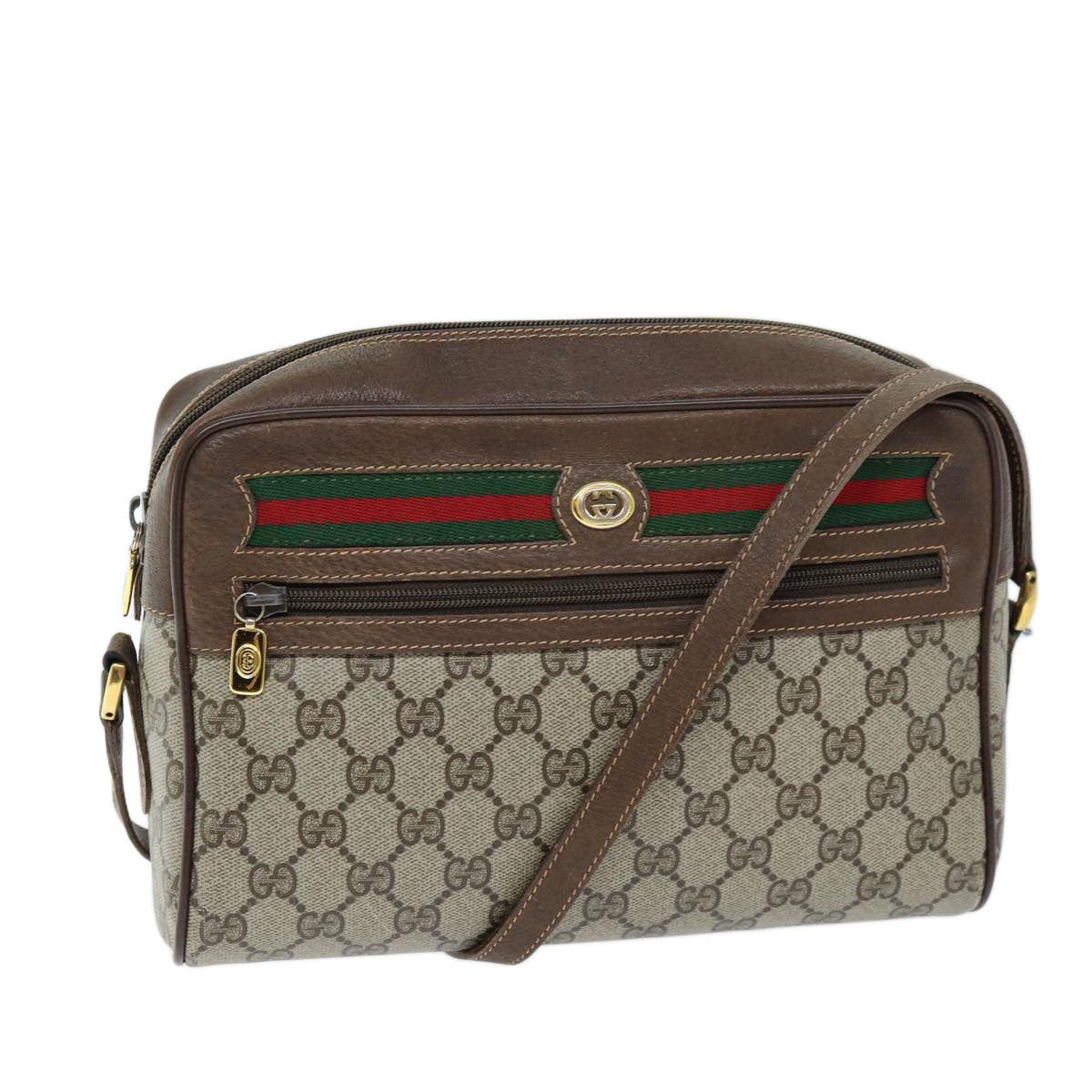 Luxury Gucci Trending 2025 GG Supreme Web Sherry Line Shoulder Bag PVC Beige 119 02 088  am6135