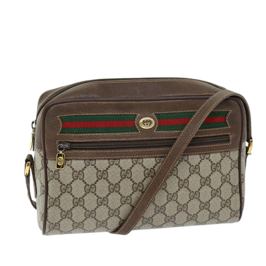 Luxury Gucci Trending 2025 GG Supreme Web Sherry Line Shoulder Bag PVC Beige 119 02 088  am6135