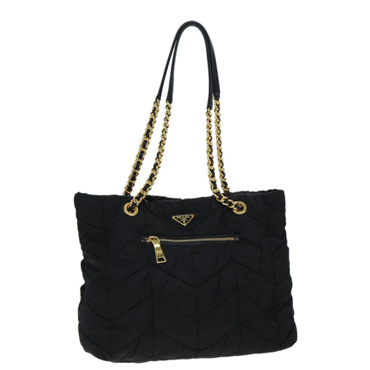 Luxury PradaQuilted Chain Shoulder Bag Nylon Black am6356