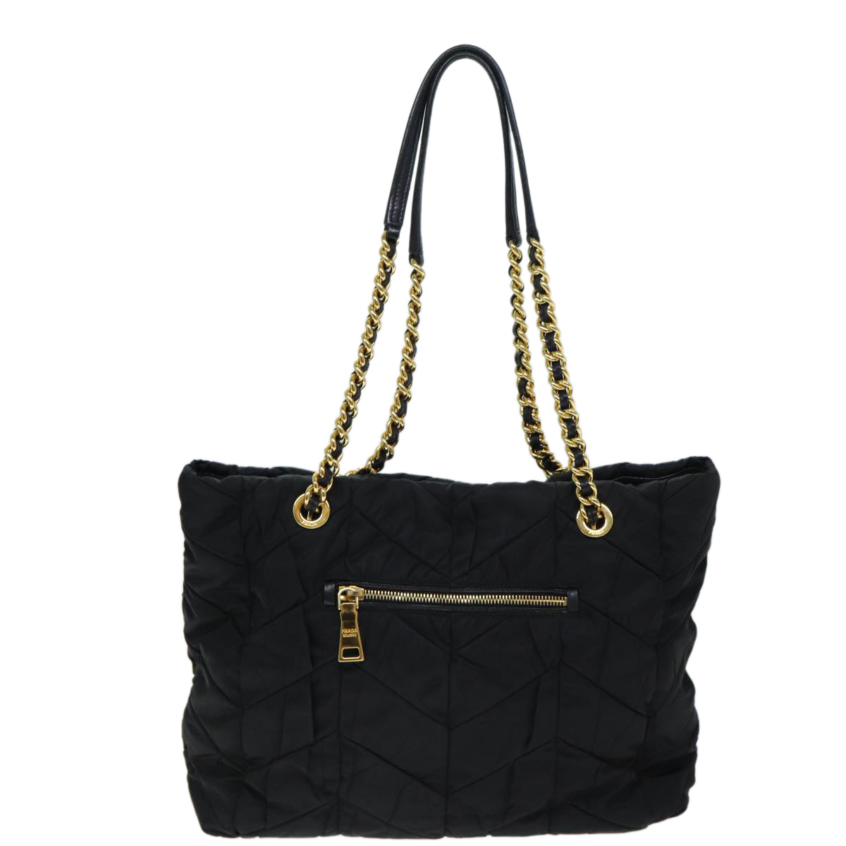 Luxury PradaQuilted Chain Shoulder Bag Nylon Black am6356